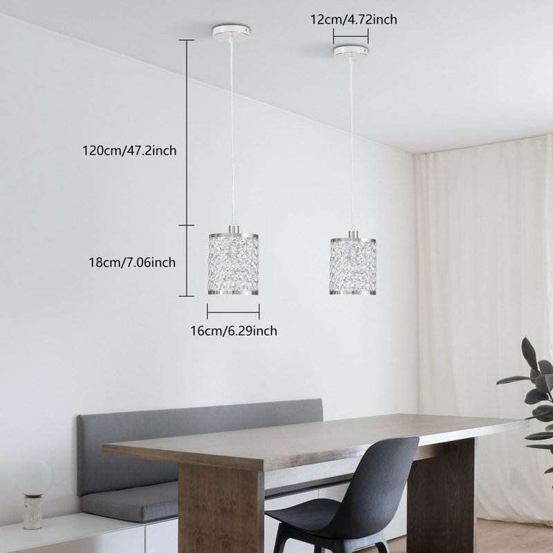 Luminaire suspendu en cristal 2 pièces