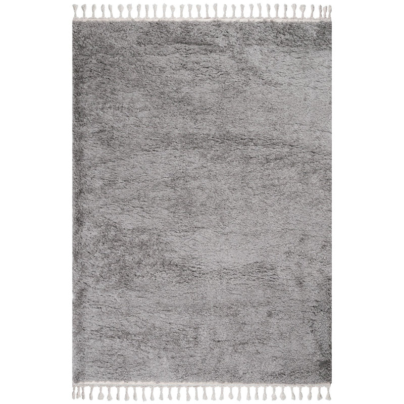 Tapis rectangulaire en polyester tissé à la machine de couleur unie Kasturi, Rectangle 6 pi 7 po x 9 pi 6 po