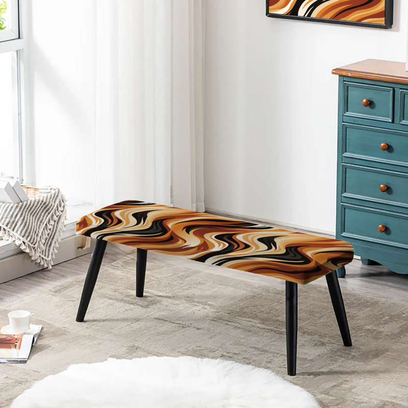 Mocha Zebra Stripes Striped Pattern - Abstract Upholstered Black Bench