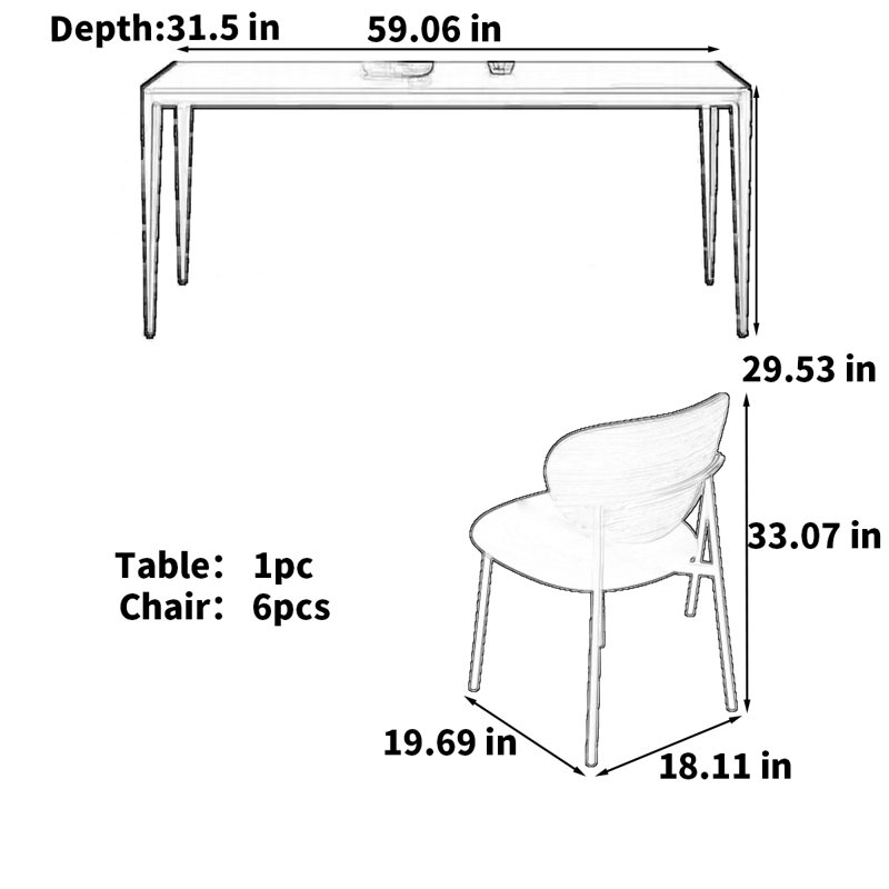 Light luxury simple rectangular retro rock table, 29.53"H x 59.06"L x 31.5"W