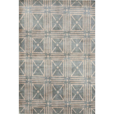 Tapis gris et brun noué à la main de haute qualité