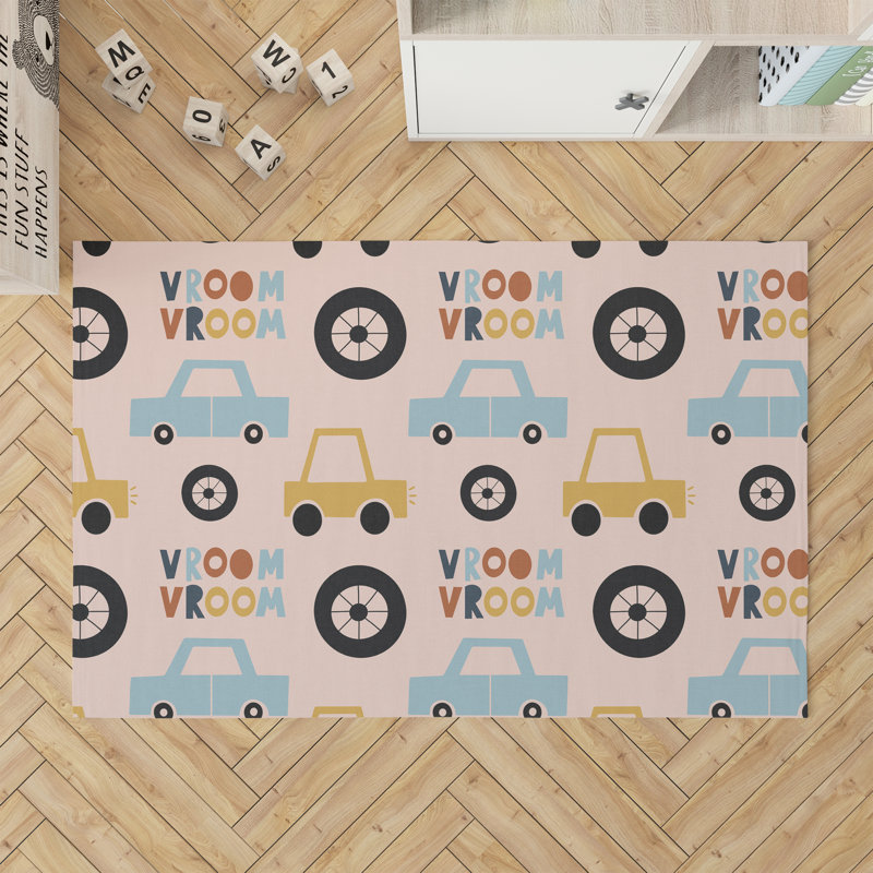 Tapis de jeu pour enfants Vroom, Rectangle 36 po x 60 po, Rose/ or/ orange