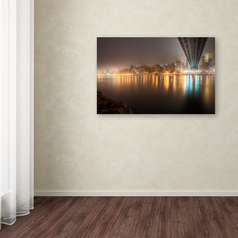"Fog Under the Queensborough Bridge - Midtown" by David Ayash Photographic Print on Wrapped Canvas, 12" H x 19" W x 2" D