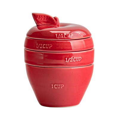Sliced Apple Measuring Cups, Red