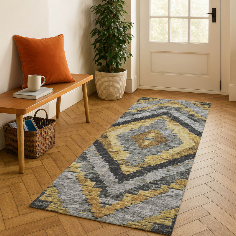 Premium Machine Washable Mayfield AMF1890 Aztec Rug, Runner 2'3" x 7'6"