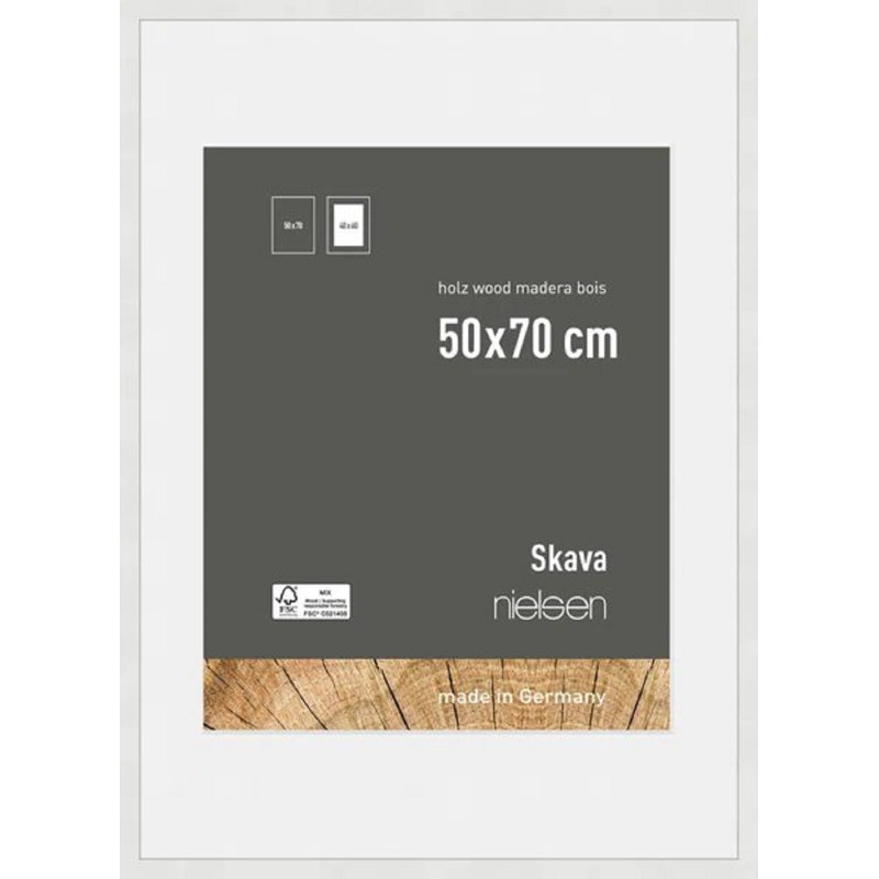 Skava Wood Single Picture Frame, White, 70cm H x 50cm W x 2cm D
