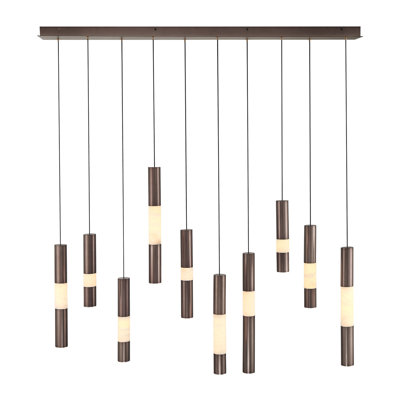 Chandelier , 10-Light, 50", Harlow Bronze, Alabaster