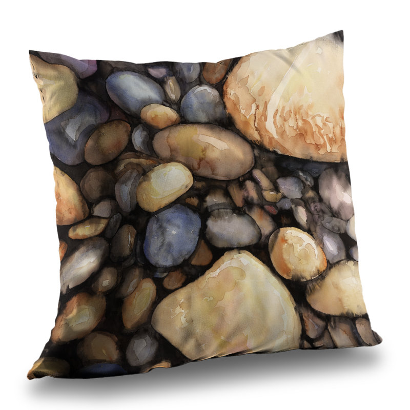 Small Pebbles Beige Bathroom Poly Twill Throw | Home Decor
