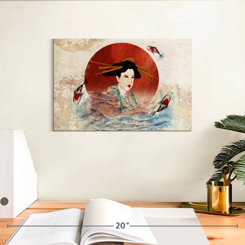 Koi et Geisha japonais Leisha, H 8 po x l 12 po