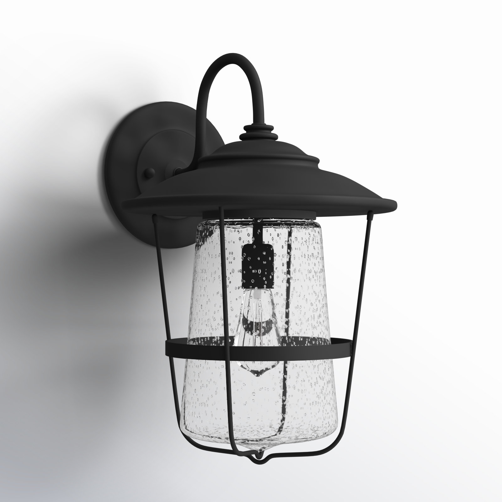 Single Light Empire Outdoor Wall Light, 13"W X 18.5"H X 14.5"D, Black