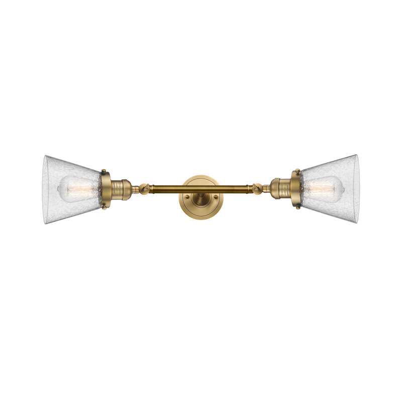 Cone 2 Light Tiltable Bath Vanity Light, 6 Watt Vinage LED Bulb, Seedy, Brushed Brass