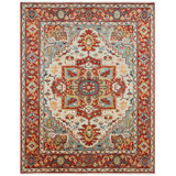 Serapi Heritage Hand-Knotted Wool Medallion Area Rug in Red