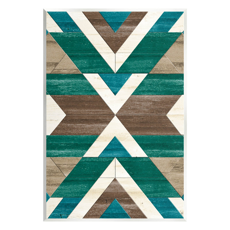 Art giclée vert à motif géométrique aztèque par Erica Billups, H 19 po x l 13 po x P 0,5 po, Bois