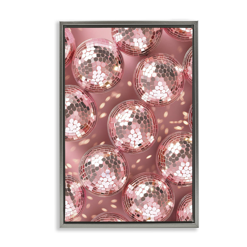 Cadre flottant Disco Ball Shimmer, design par LSR Design Studio, H 31 po x l 21 po, Cadre flottant gris lustré
