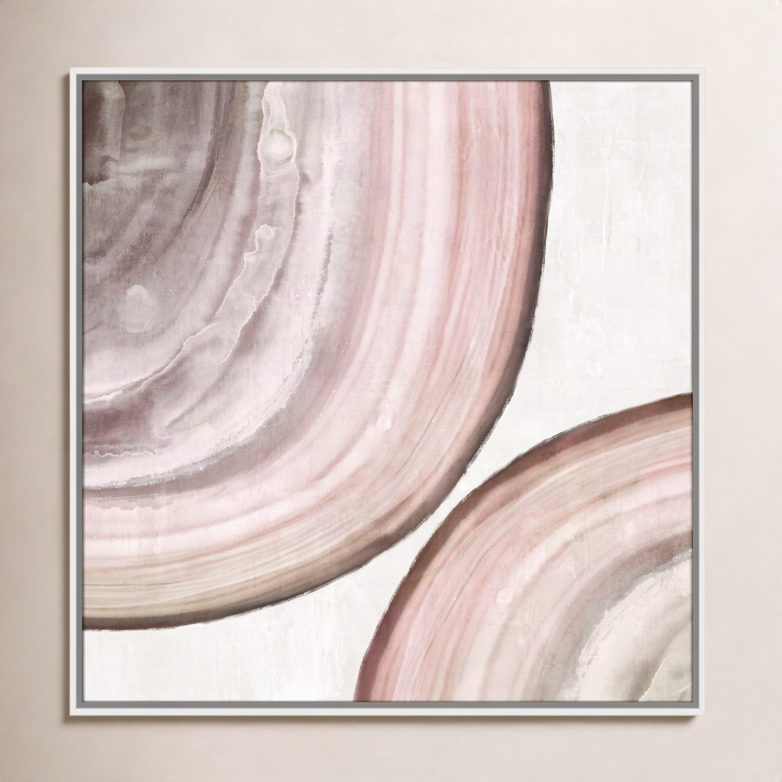 Boyd "Endless Blush" Painting by Eva Watts, 31.5" H x 31.5" W x 2" D, White Framed Canvas