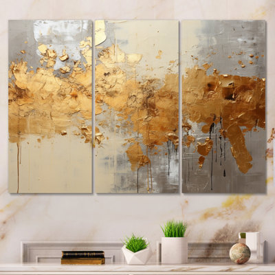 Golden Gleam V sur toile, ensemble de 3 pièces