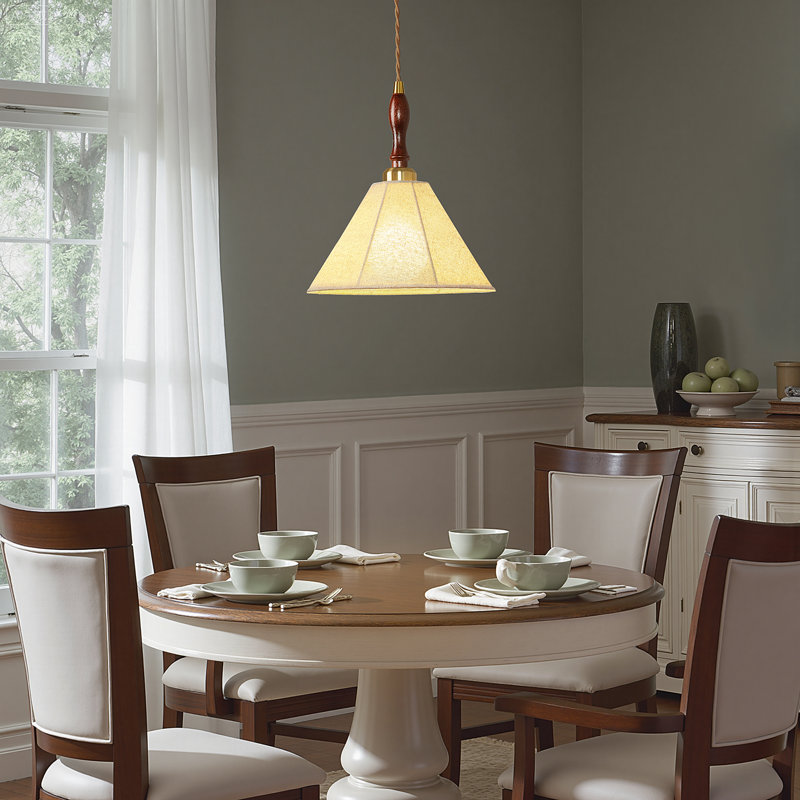 1-Light Modern Pendant Light with Linen Shade for Kitchen Island 