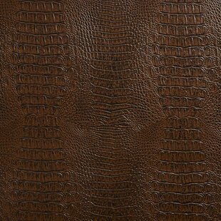 Black Large Scale Crocodile Skin Faux Fake Leather Vinyl Fabric Polyester  54-56