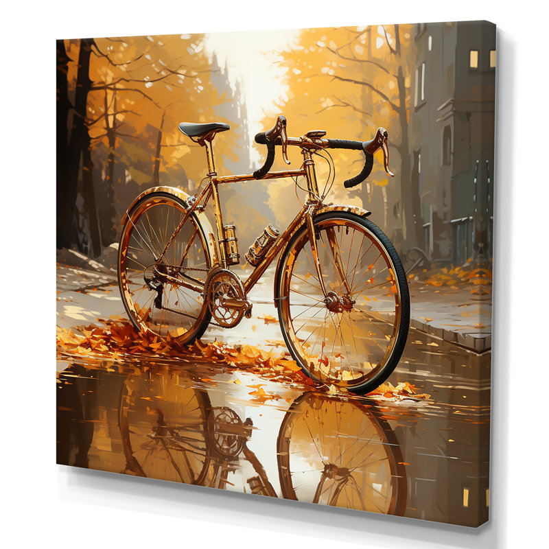 Golden Wheels, bicyclette I, sur toile, H 30 po x l 30 po x P 1 po, Toile tendue