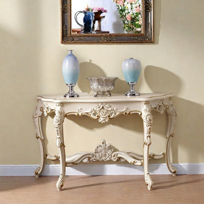 American Solid Oak Carved Entryway Console Table