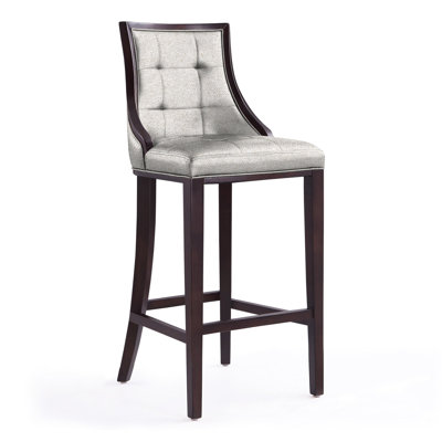Upholstered Counter Stool with Solid Wood Frame