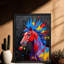 Art encadré noir Le cheval non restreint peint avec de la peinture et de la fourrure, impressions sur toile de style rétro-1815588393