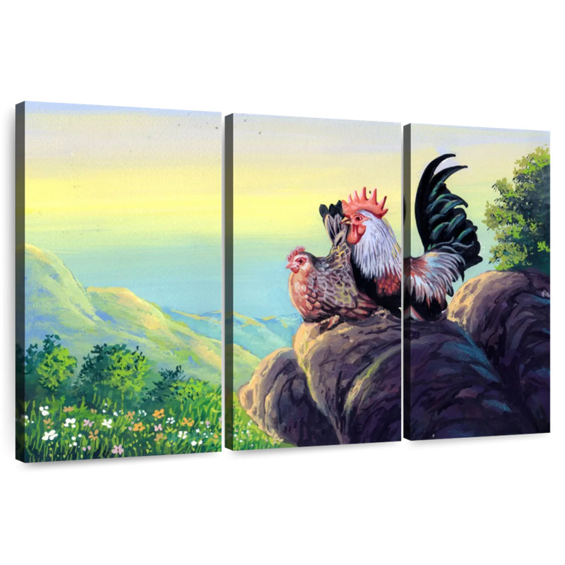 Roosters, 28" H x 45" W