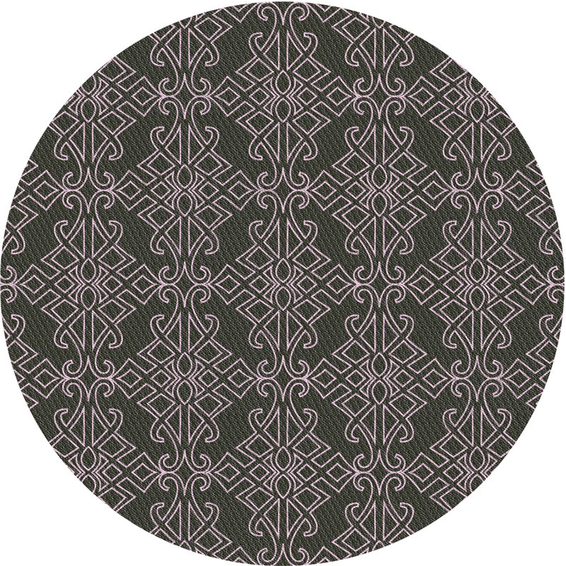 Laine tissé à la machine à la machine et polyester gris/vert Tapis décoratif, Rond 7 pi