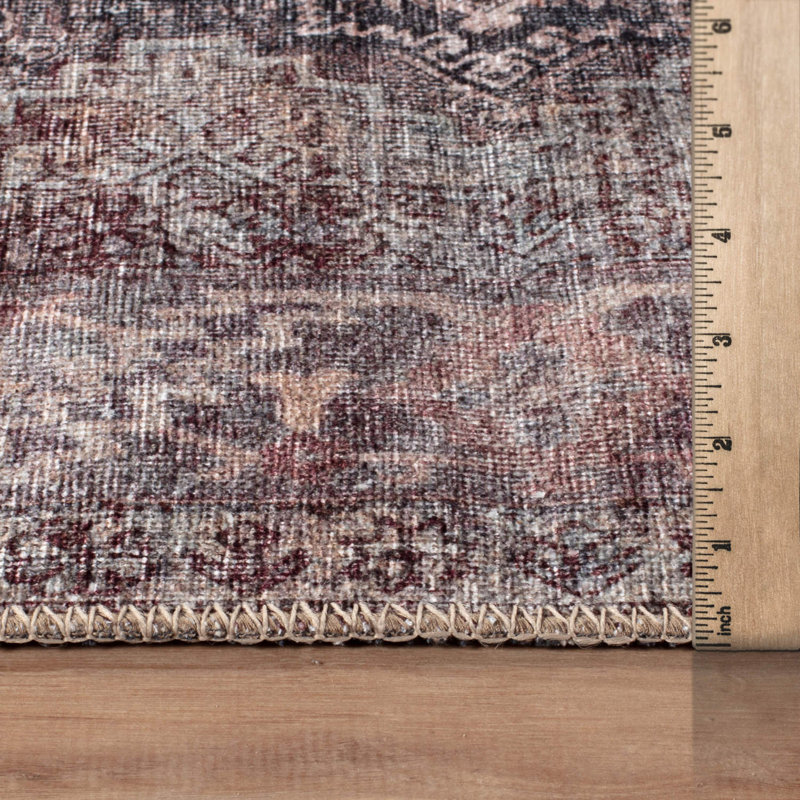Calista Charcoal Traditional Flatweave Rug – Washable With Non-Slip Backing, Rectangle 10' x 14', Charcoal