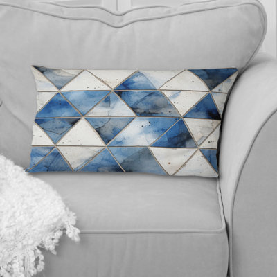 Rustic Cobalt Triangle Symphony I - Geometric Printed Throw Pillow