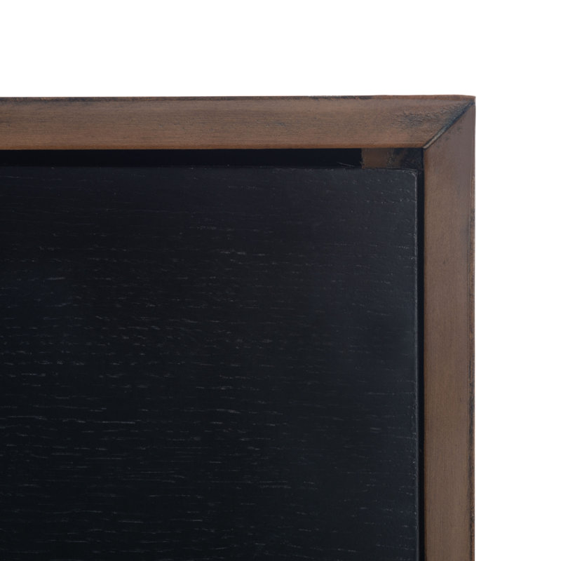 Justice Walnut & Black 2 Drawer Nightstand with Brass Accents