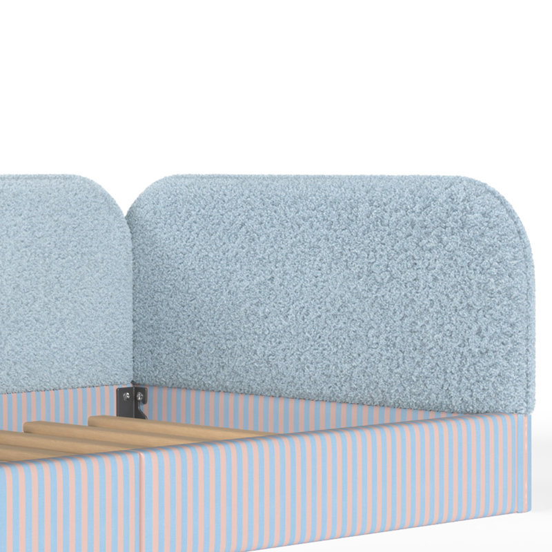 Lit de sol Montessori semi-fermé en polaire douce et rembourrée, taille simple, pour enfants (garçons et filles), lit plateforme bas avec barrières latérales.