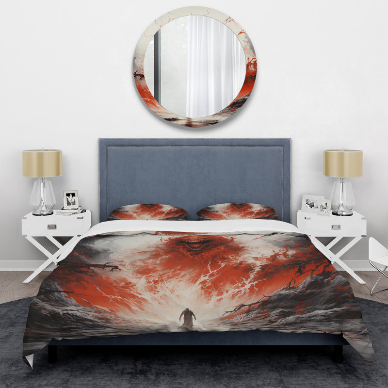 Ensemble de housse de couette Red Scarlet Villainy Unleashed Deamon - Abstract Collages, Housse de couette pour grand lit