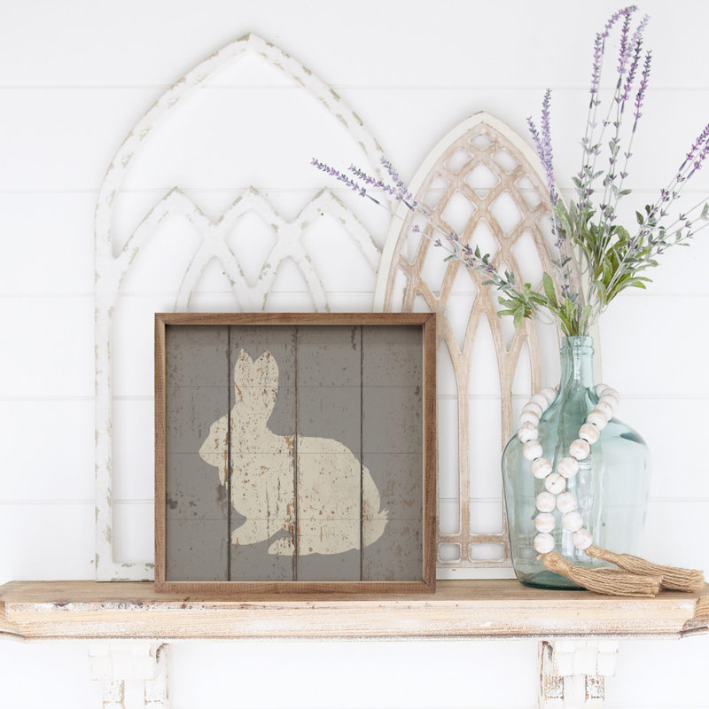 Crouching Bunny Green, 24" H x 24" W x 1" D, Gray