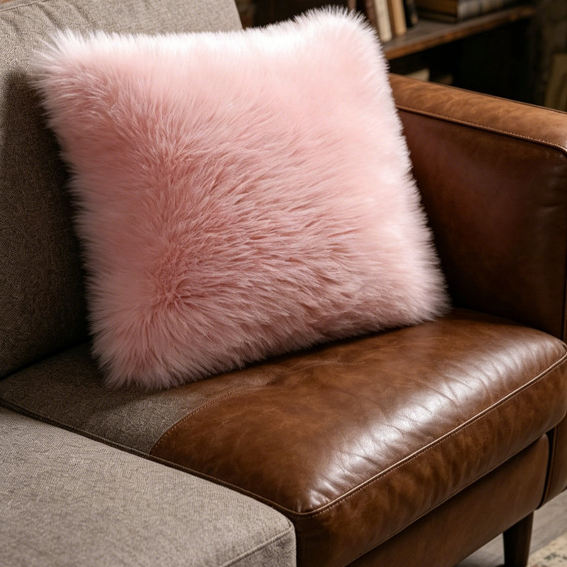 Woolen Sofa Pillow Cover, Pink