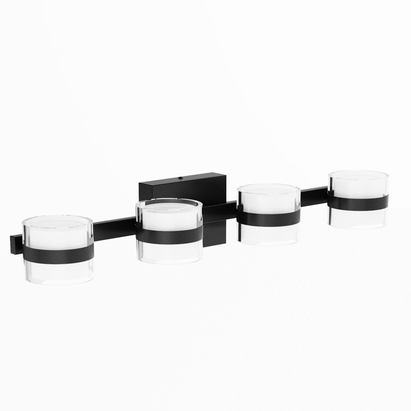 Éclairage pour salle de bain à 4 lumières DEL 27,56 po Kinston 3000K / 4000K / 5000K 3CCT réglable, Noir mat, 4