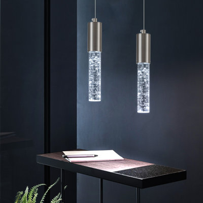 Luminaire suspendu en argent 2 lumières Sokin