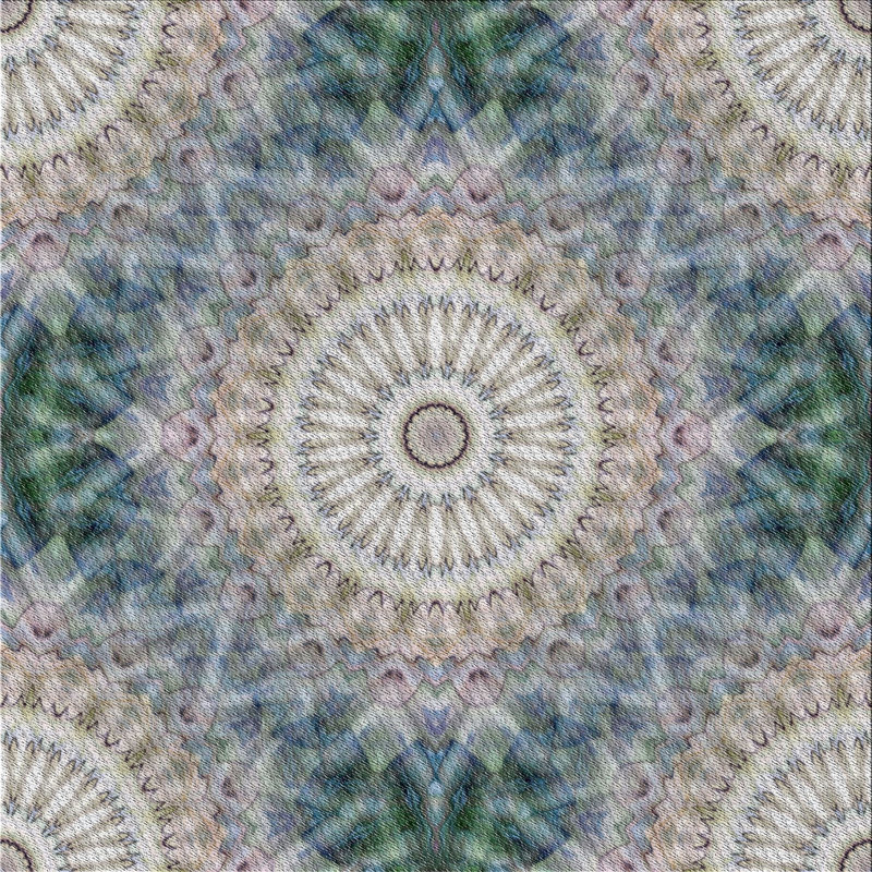 Tapis vert/blanc tissé à la machine, Carré 4 pi