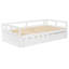 Lit de jour extensible avec couchette, lit de jour en bois avec couchette, blanc