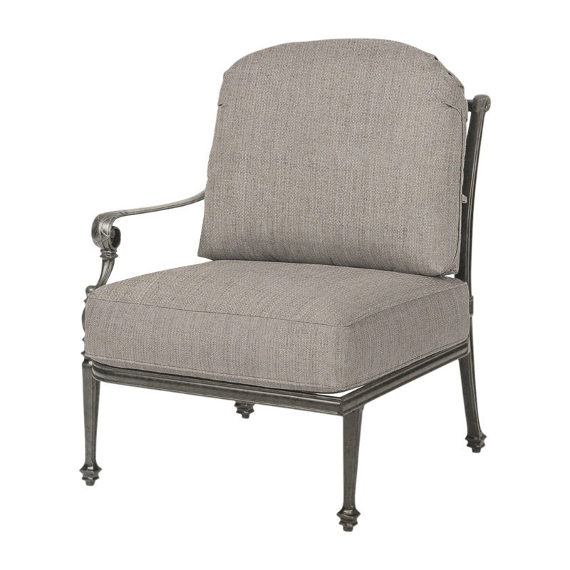 Grand Terrace Outdoor One Arm Lounge Chair, Cast Ash Sunbrella® Plainweave, Desert Bronze