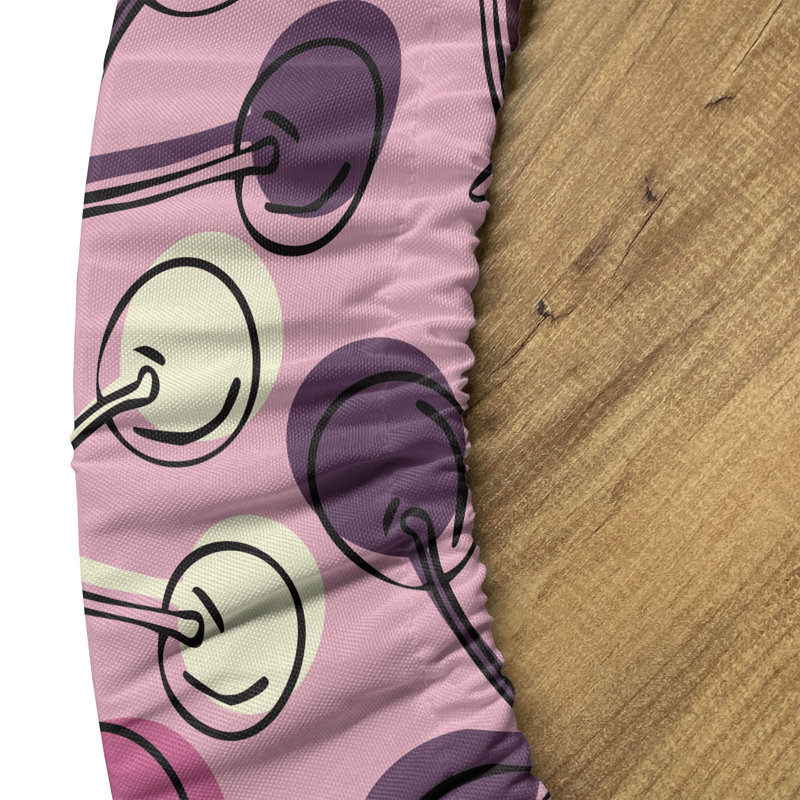Ebern Designs Summer Fitted Round Tablecloth Pale Pink Multicolor, 51.97" Round