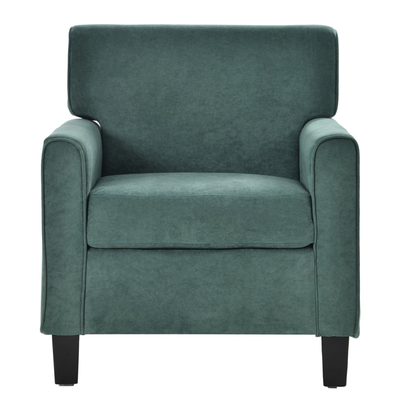 Fauteuil d'appoint avec pieds en bois massif bleu, Mélange de polyester vert