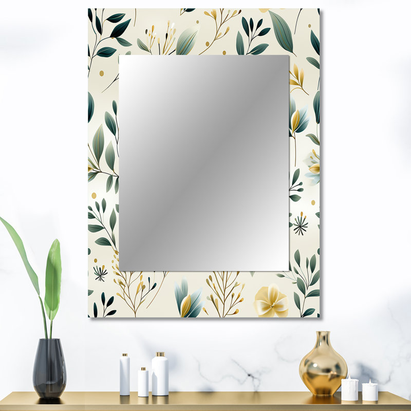 Mariam minimaliste botanique - miroir décoratif botanique, miroir mural bohème, impression d'art en métal, 40 po x 30 po