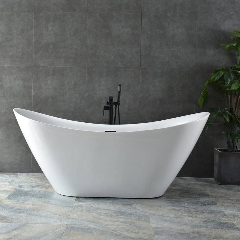 Baignoire de trempage autoportante en acrylique 67 po. X 29,5 po.