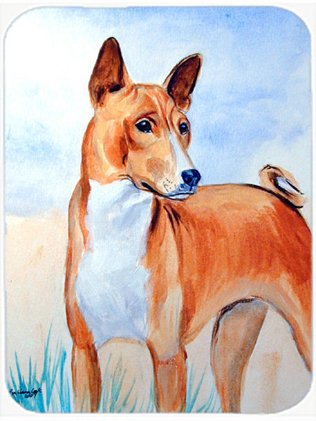 Burniece Standing Basenji Glass Cutting Board