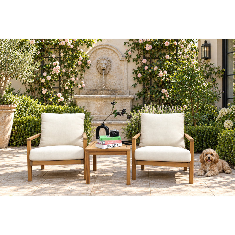 Méridienne d'extérieur Acacia (ensemble de 2), Beige Chennile