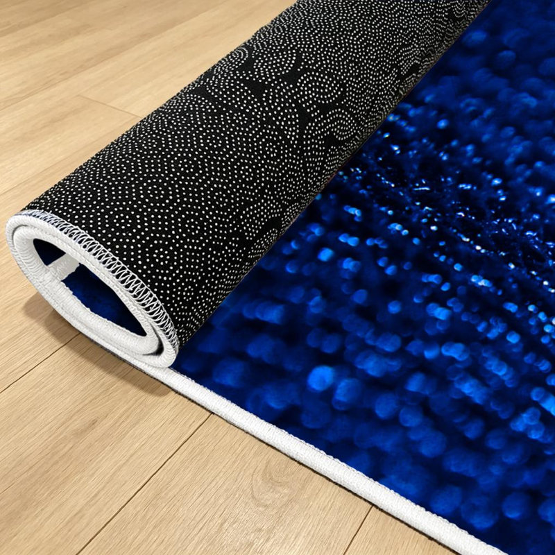Blue Cobalt Water Drop Abstract Wet Backdrop Bright Machine Washable Indoor Area Rug, Rectangle 79" x 118"