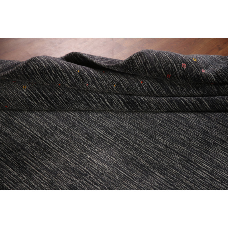 Tapis oriental rayé Gabbeh 9 x 12