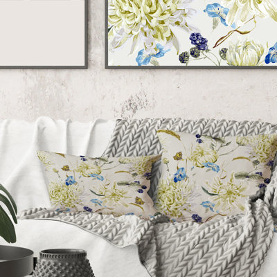 Coussin Rectangle, Vintage Yellow Chrysanthemus II - Traditional