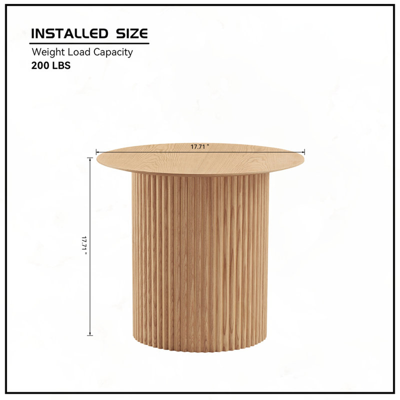17.71 inch Round Fluted Side Table